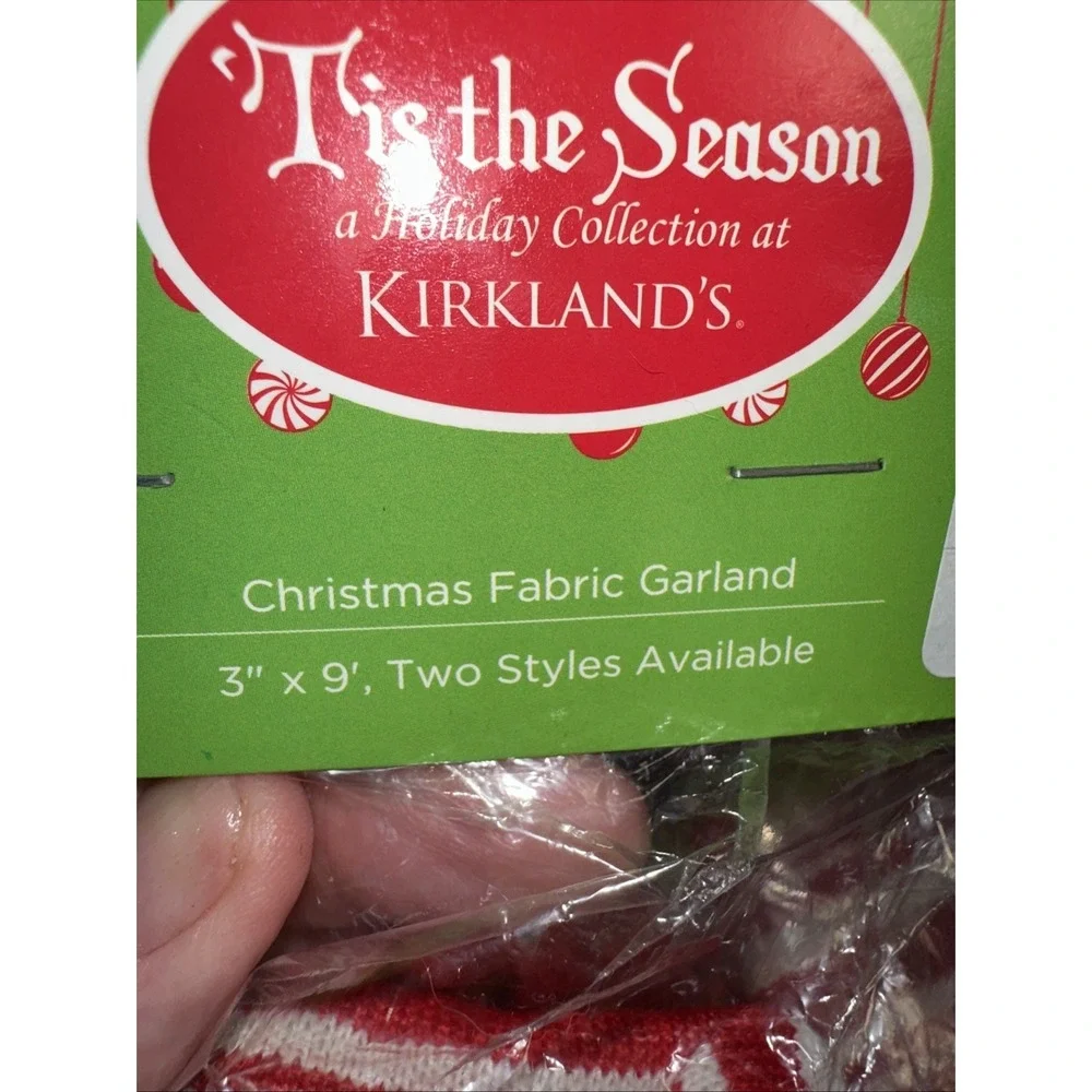 Set of 5 NWT Kirkland's Red/White Striped Fabric Garland 3 